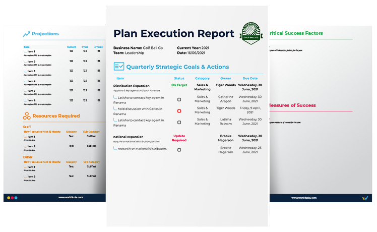 Workfacta Execution Report Mockup