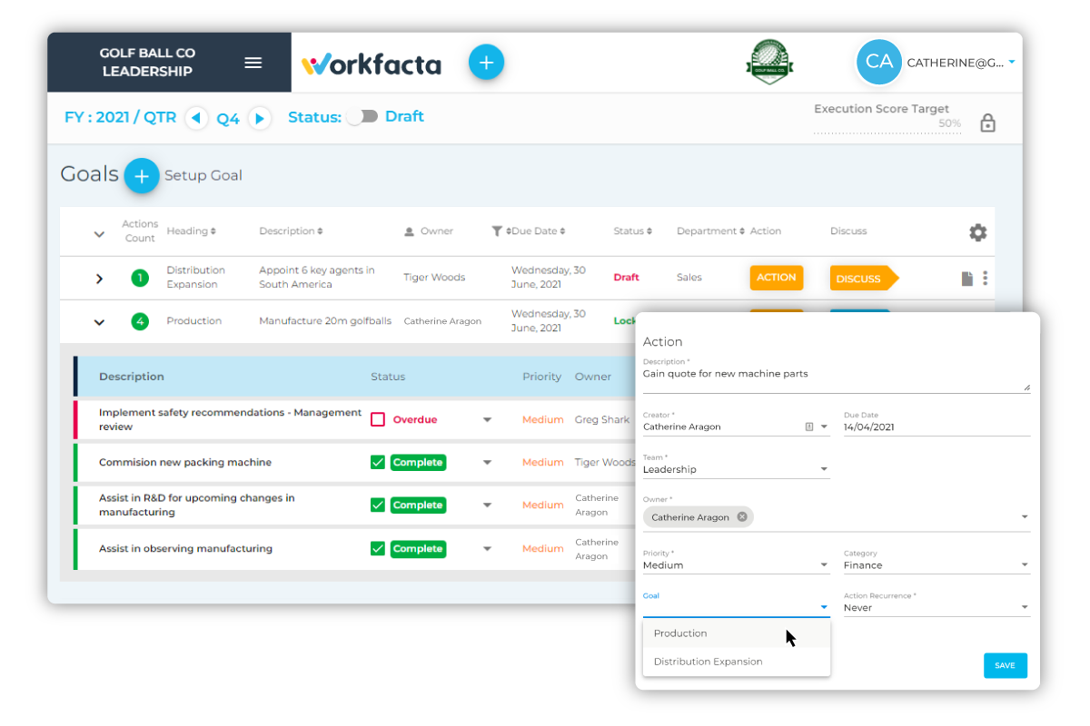 Workfacta goal setting & planning